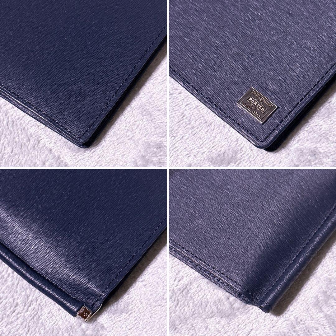 【未使用級】ポーター カレント マネークリップ 財布 レザー ネイビー メンズ