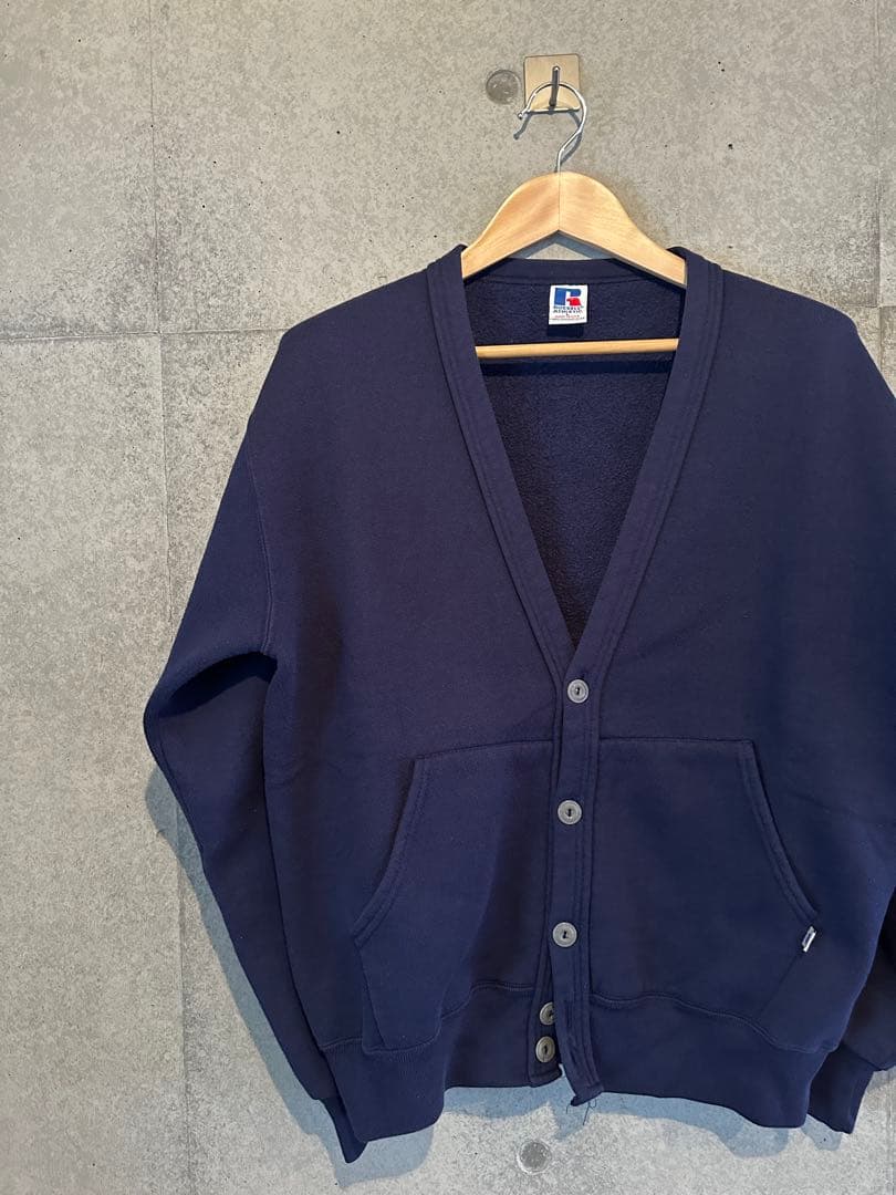 ラッセル アスレチック スウェットカーディガン ネイビー L 90s 古着 希少