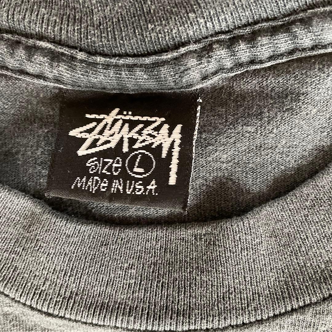 Old Stussy 80年台後期 黒タグ シャドウマン黒色Tシャツ Lサイズ