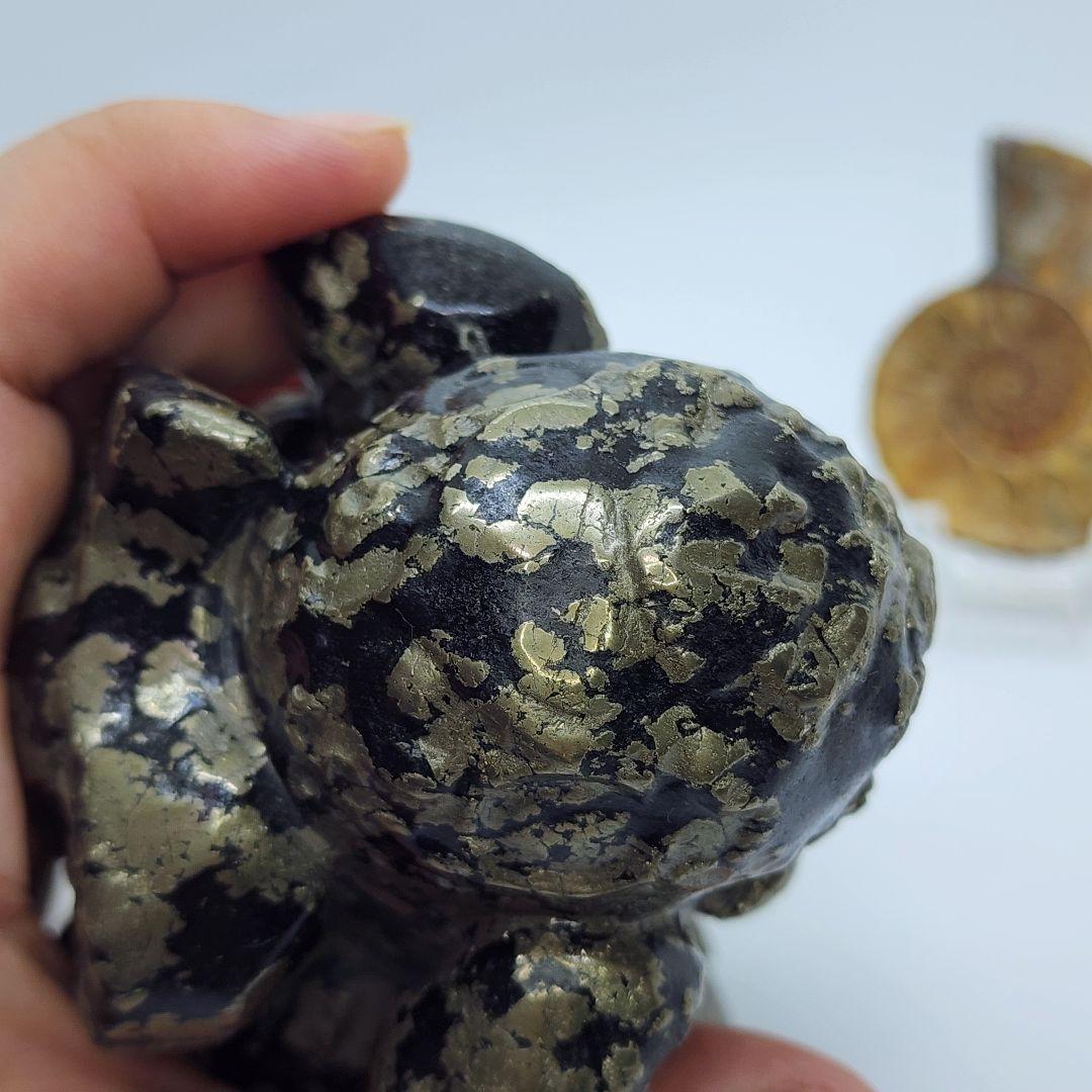 希少天然パイライトとトルマリン共生 ガネーシャ像 プレゼント付き