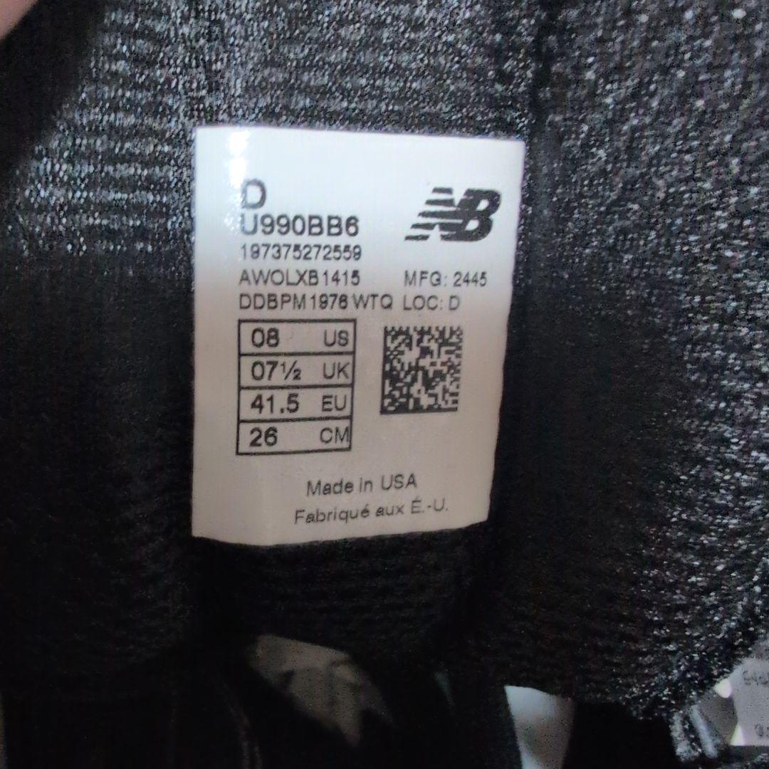 New Balance 990V6 オールブラックスニーカー