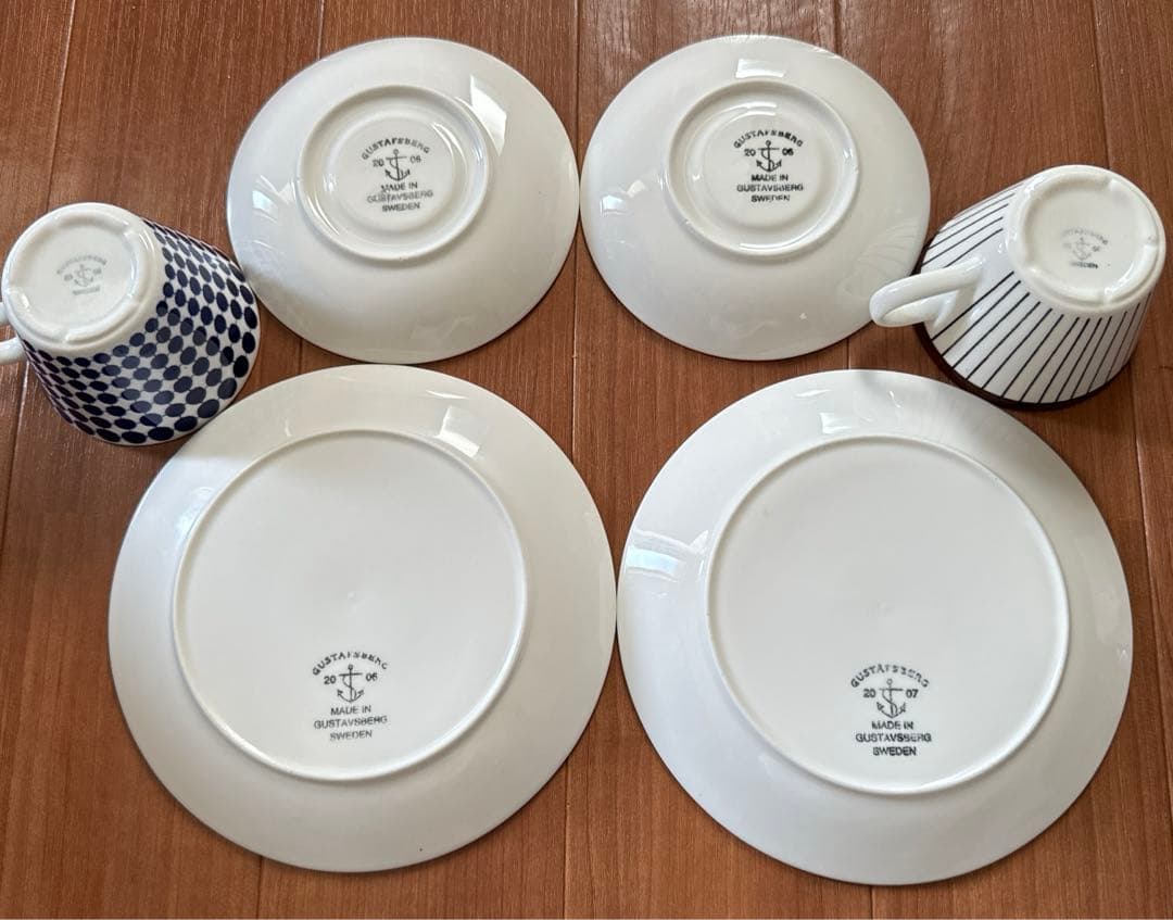 お値下げ⭐️グスタフスベリ　カップ＆ソーサー2客とお皿2枚のセット