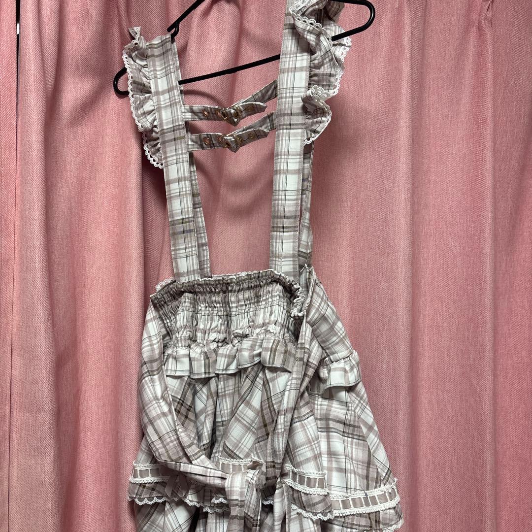 はしごリボンツイードティアードスカパン(ピンク)