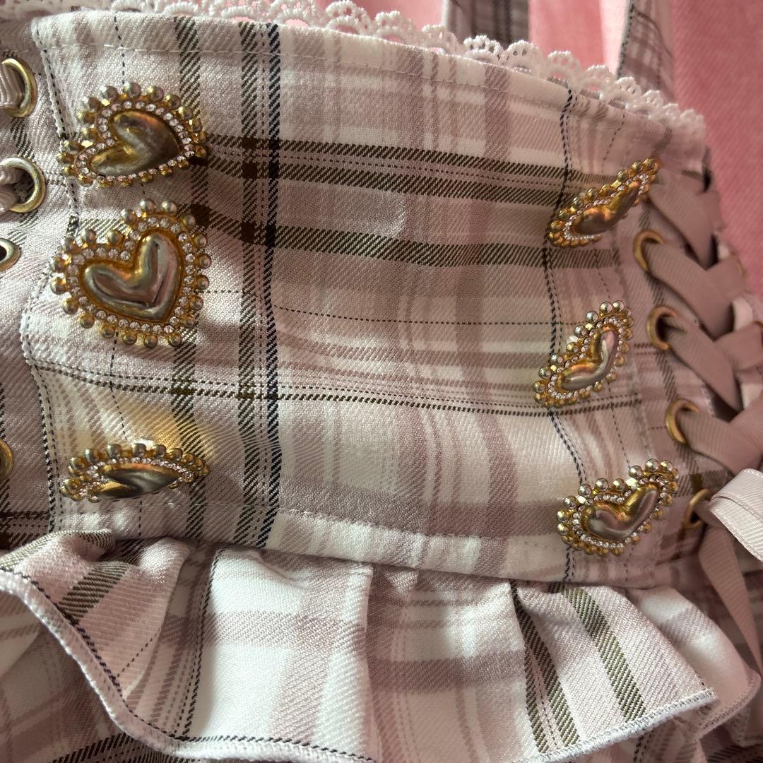 はしごリボンツイードティアードスカパン(ピンク)