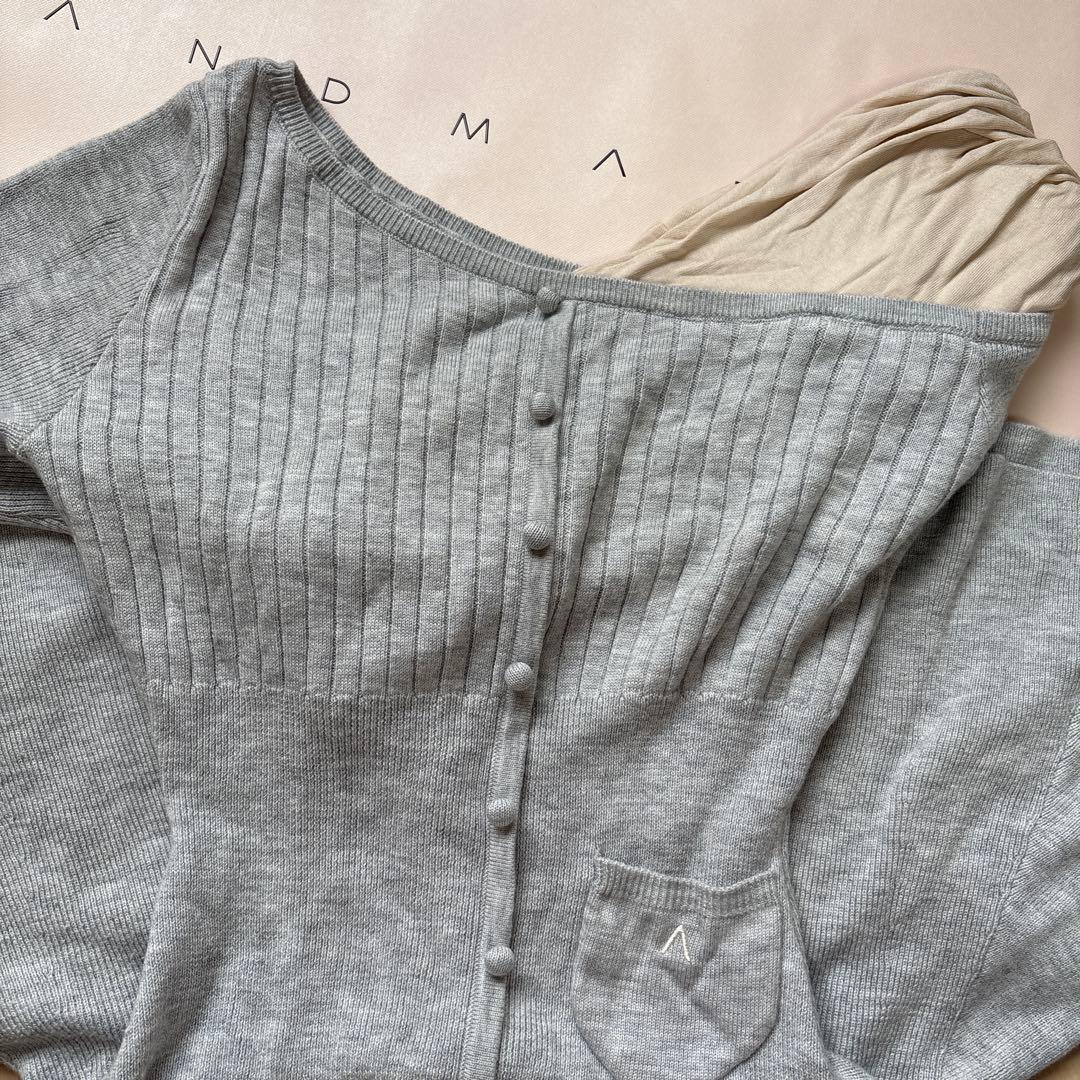 ANDMARY Helen knit flare mini dress グレー