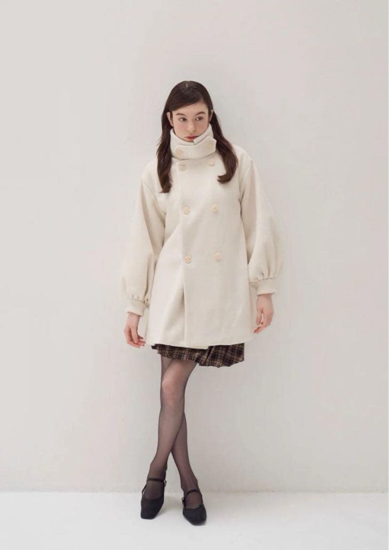 ジャケット・アウター muguet stand collar midi coat (ivory)
