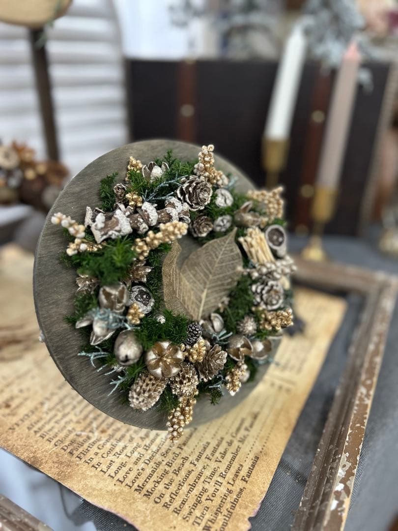 【ハンドメイド】クリスマス　キャンドル　リース