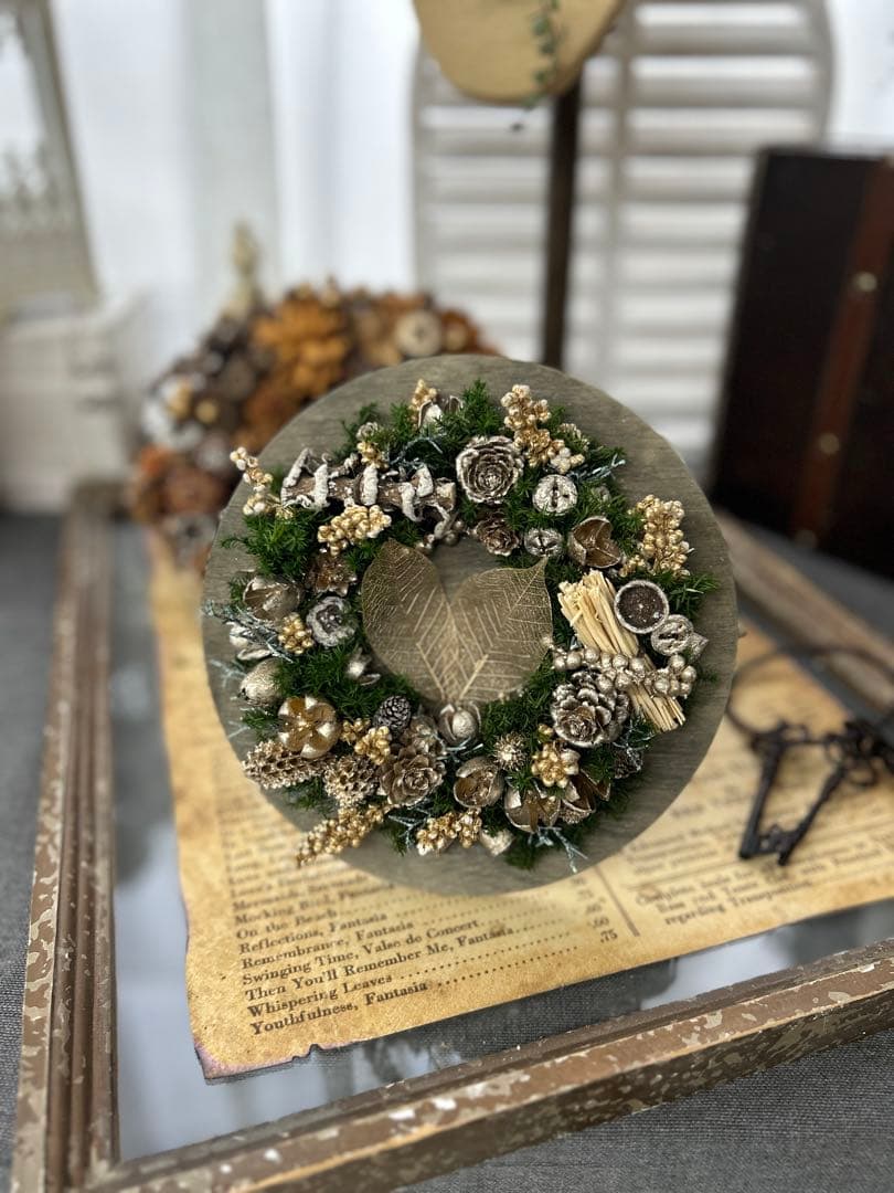 【ハンドメイド】クリスマス　キャンドル　リース