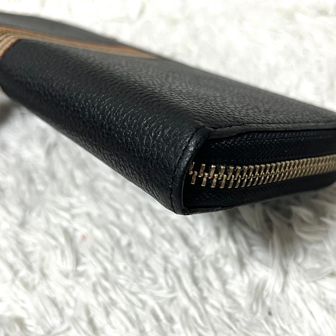 ✨極美品✨ポールスミス 長財布 L字ファスナー レザー マルチストライプ 黒