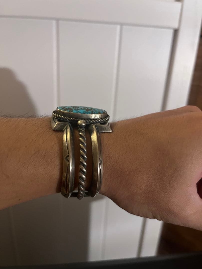 希少　ヴィンテージナバホ　ターコイズ　インディアン　バングル　navajo