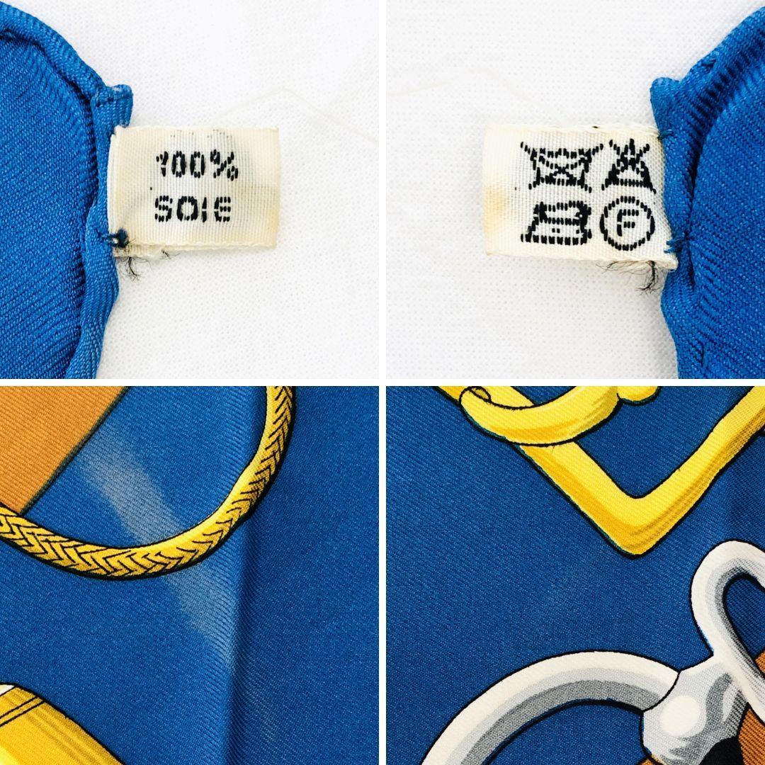HERMES エルメス カレ90 クリケティス ネイビー系×ブラウン系 タグあり