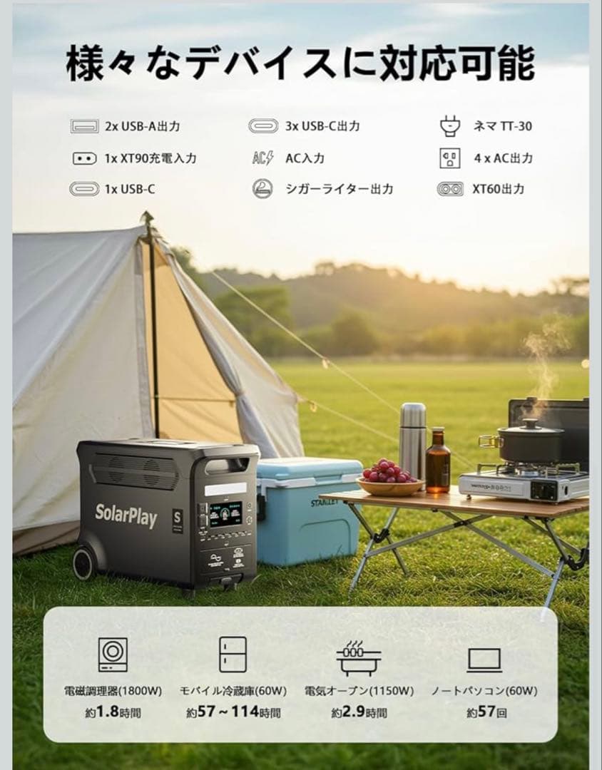【新品未使用品】SolarPlay Q3600 ポータブル電源 3840Wh