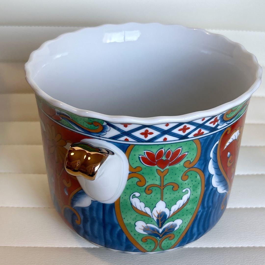 希少　三洋陶器　龍峰窯　金彩古伊万里　ワインクーラー　染錦　色絵　鉢カバー　水盤