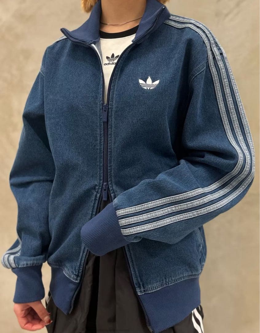 新品2XL⭐️adidasアディカラー デニム ファイヤーバード トラックトップ青