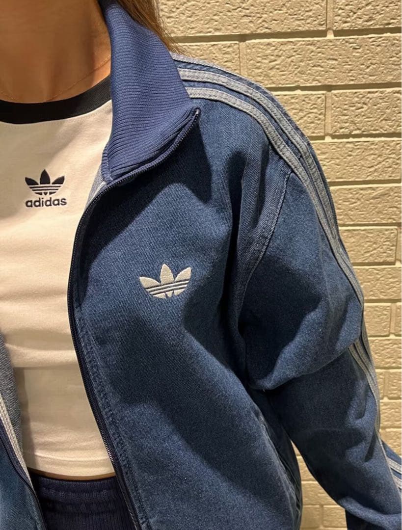 新品2XL⭐️adidasアディカラー デニム ファイヤーバード トラックトップ青