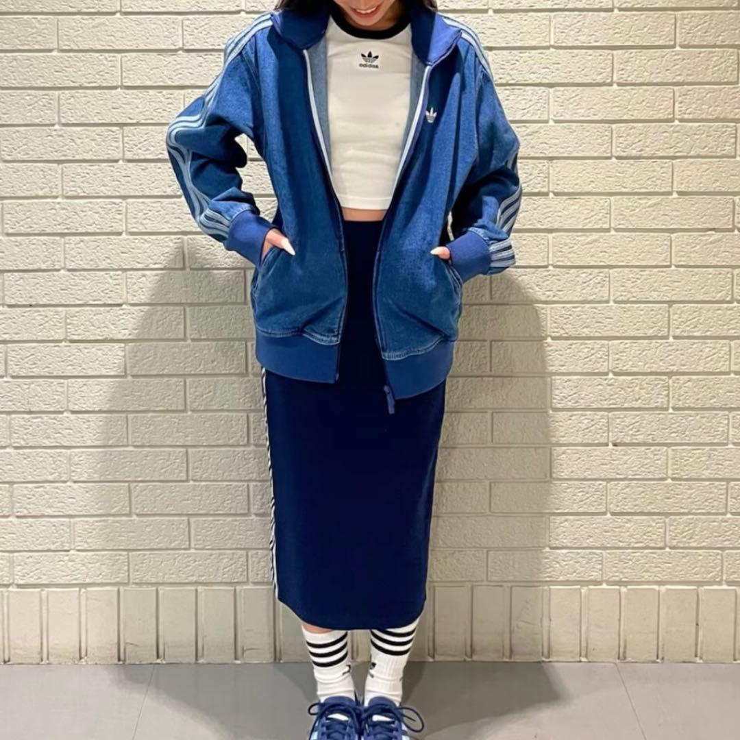 新品2XL⭐️adidasアディカラー デニム ファイヤーバード トラックトップ青
