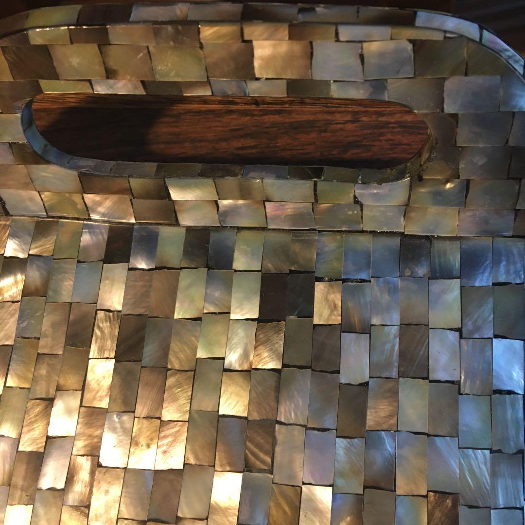 黒系螺鈿風トレイ　o