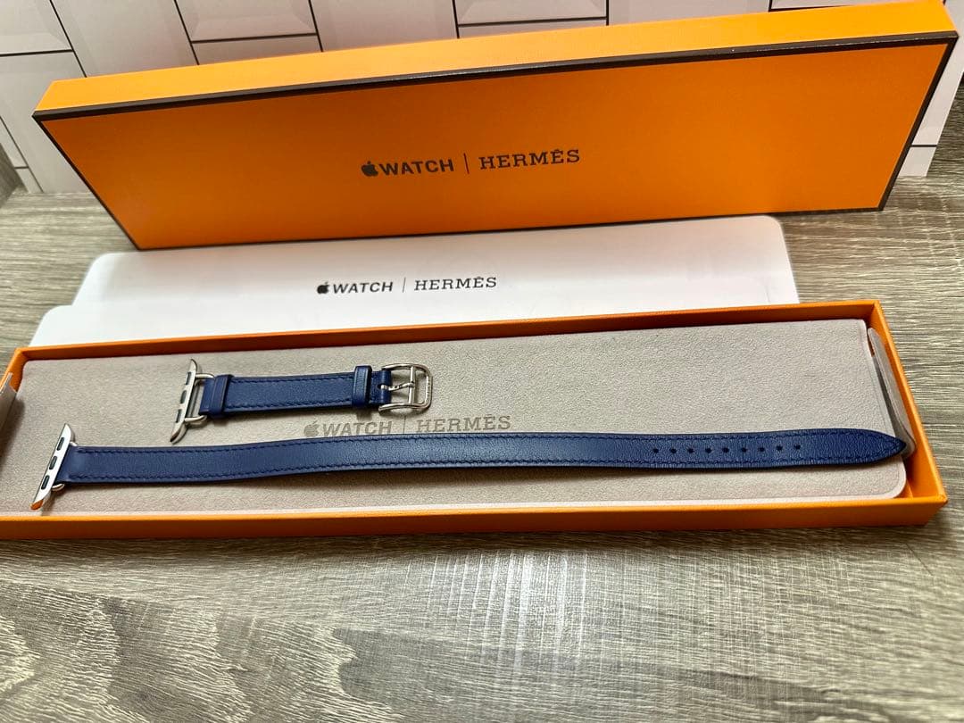 Hermes ブルー・サフィールアトラージュ・ドゥブルトゥールレザーストラップ