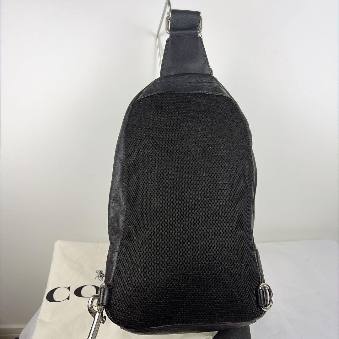 COACH コーチ レザー　PVC クロスボディバッグ シグネチャー　黒