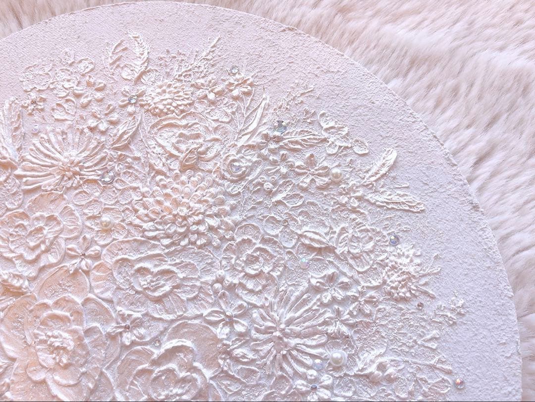 【No.109】 テクスチャーアート　アート　絵画　絵　花　ブーケ　冬　雪