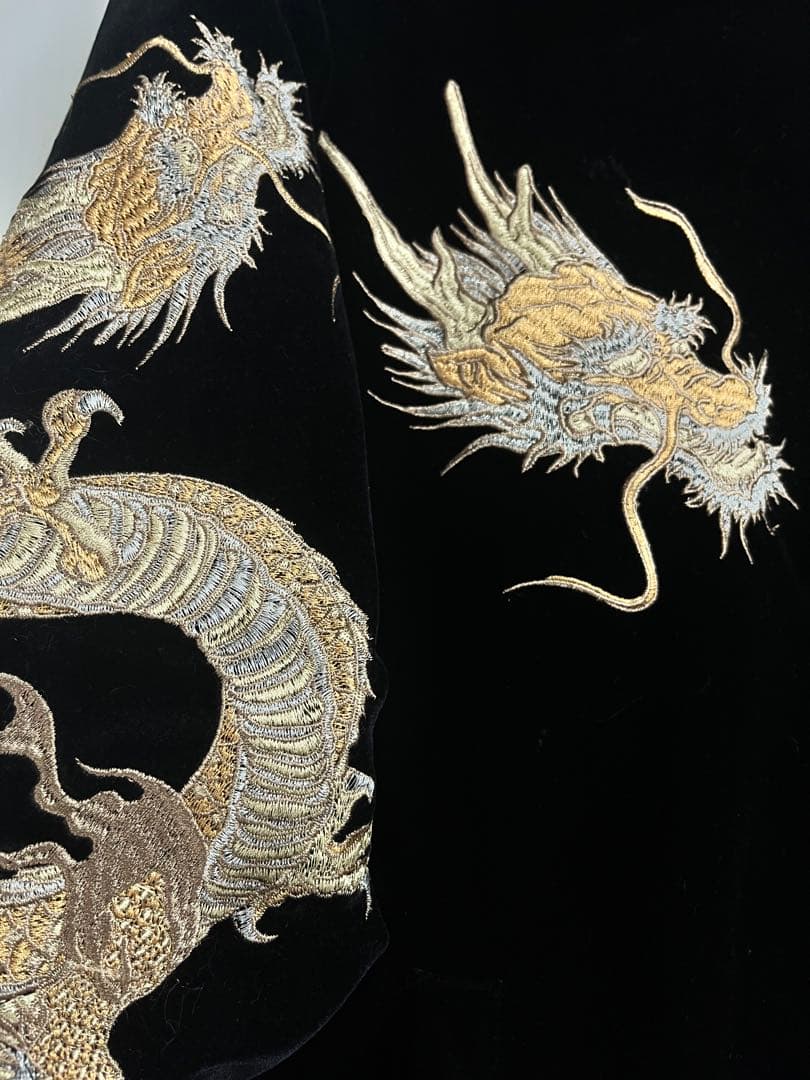 絡繰魂/刺繍/双龍/スーベニアジャケット/別珍/ベロア