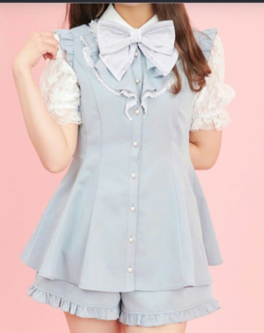 シークレットハニー レース袖ラッフル半袖セットアップ