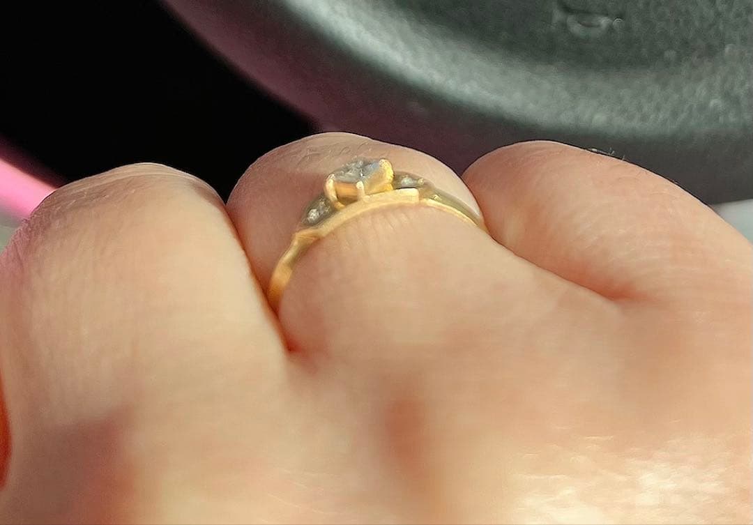 い*く様 ゴールドリング 石付き シンプル 18k gold 0.17 Diam