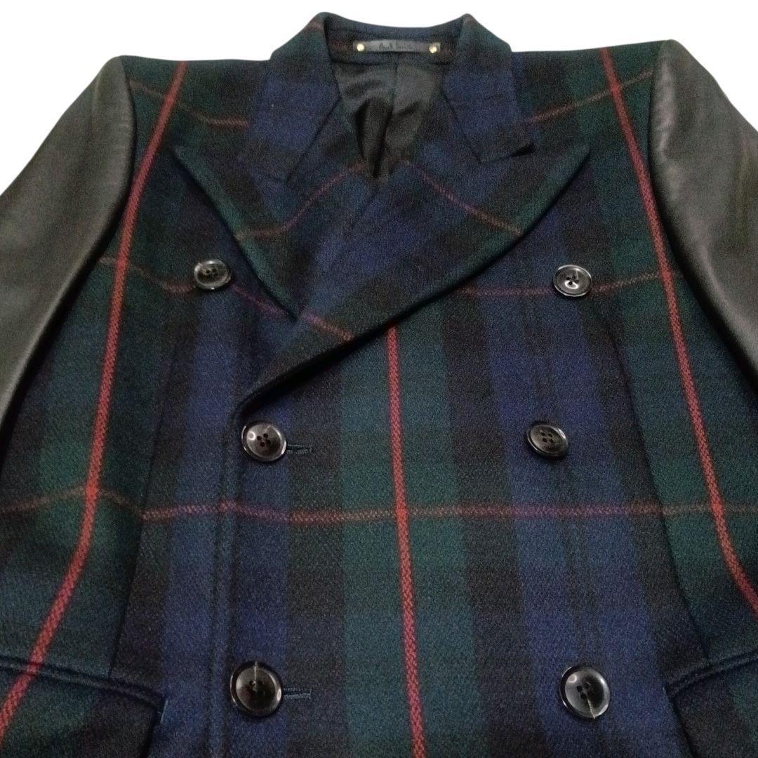 ✨Paul Smith 18AW ラムレザー切替 ダブルブレストチェスターコート