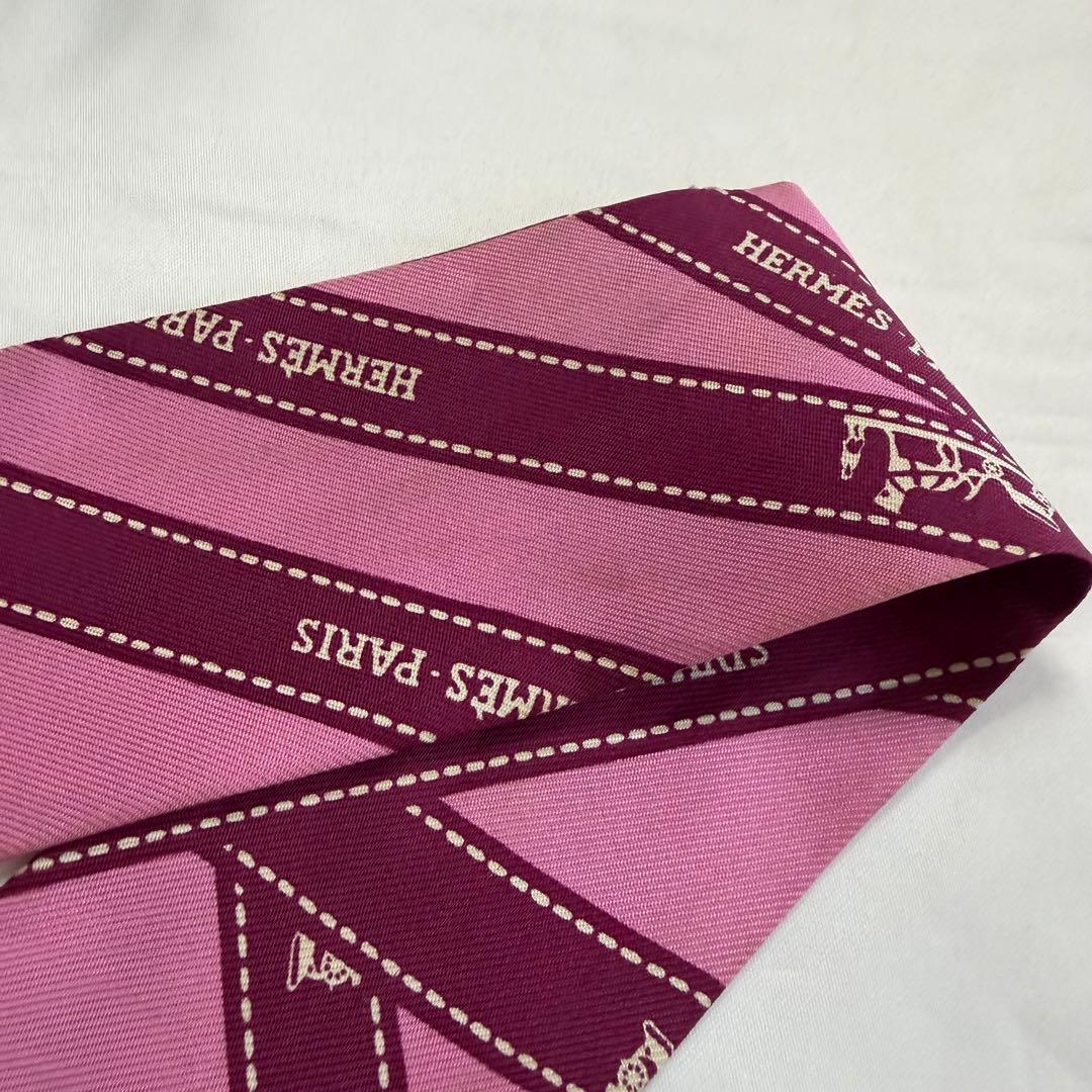 エルメス　ツイリー　 ボルデュック　リボン　ピンク