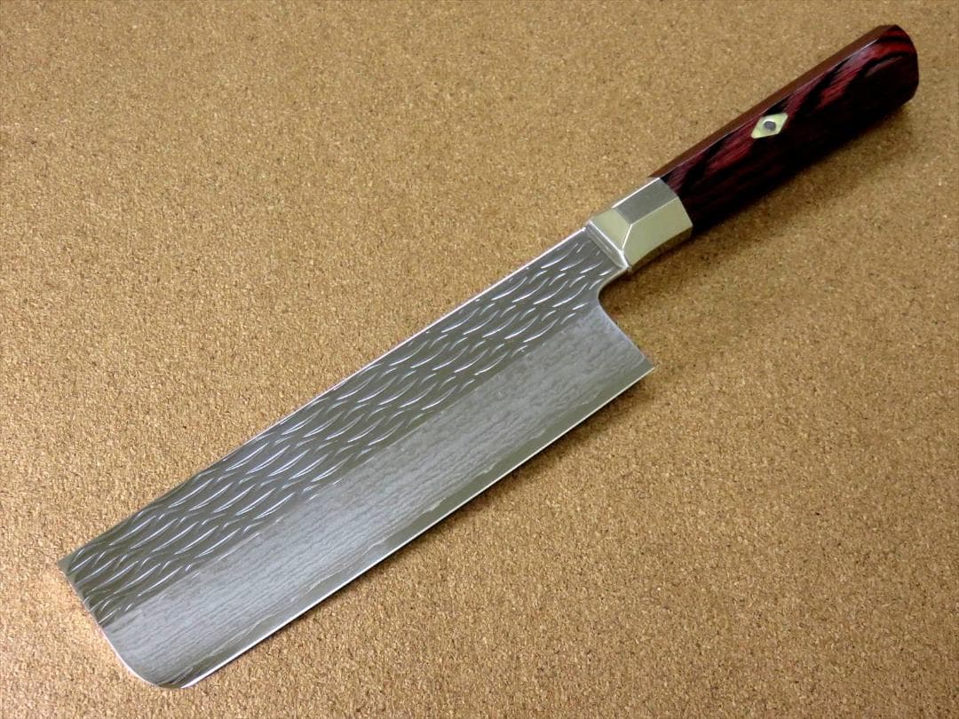関の刃物 菜切り包丁 165mm 三昧 波目 ダマスカス33層 野菜 両刃包丁
