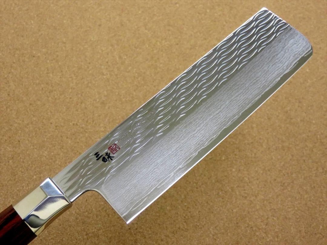 関の刃物 菜切り包丁 165mm 三昧 波目 ダマスカス33層 野菜 両刃包丁