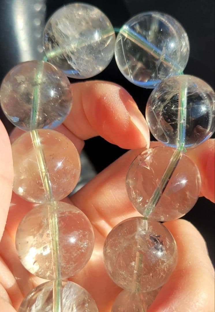 ！秘蔵極上石！究極入手困難！ウラル産！激レア！グリーンレムリアン水晶ブレスレット