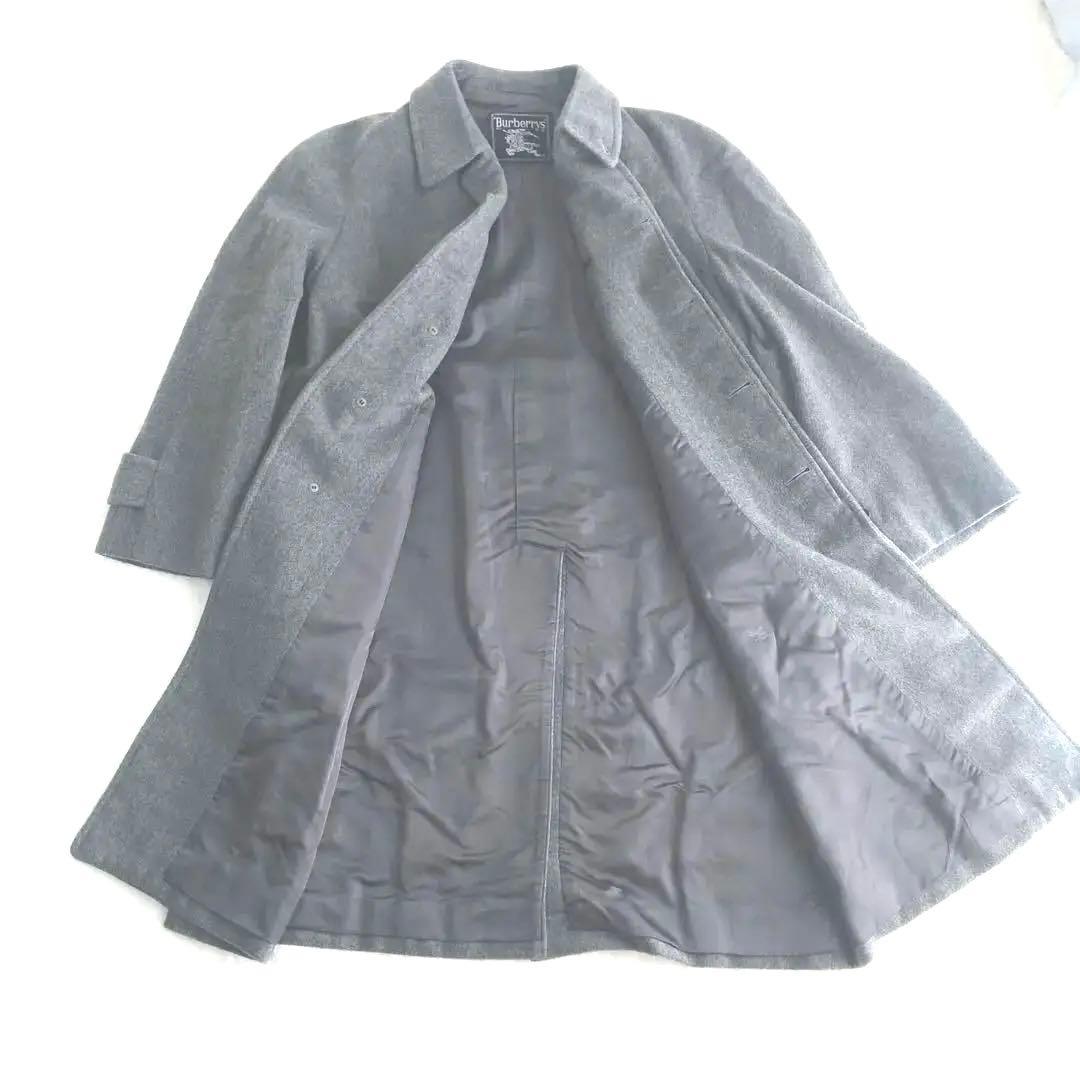 高級 バーバリー カシミヤ100% ステンカラー 貴重　シャドーホース　グレー