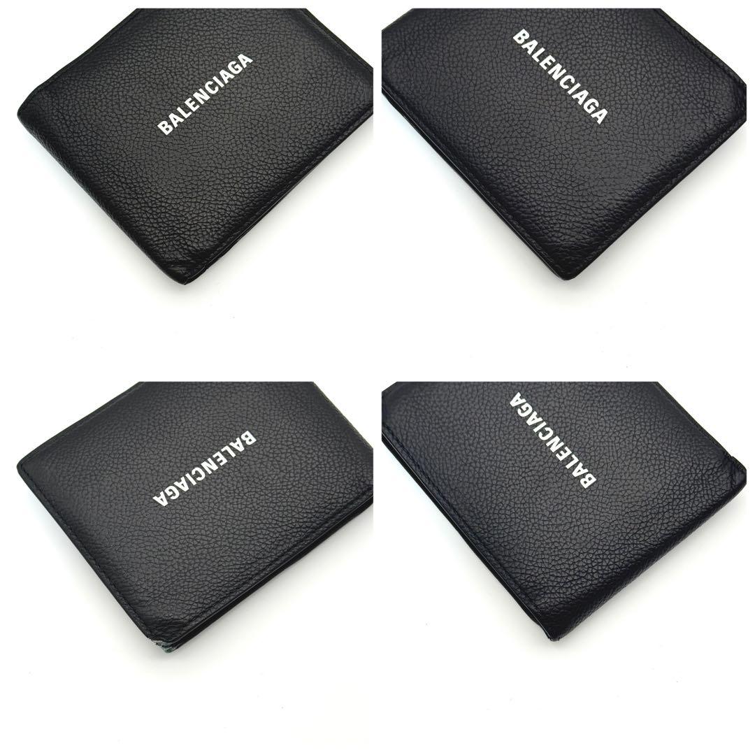 BALENCIAGA ロゴ 二つ折り 財布 コンパクト ブラック ホワイト 黒
