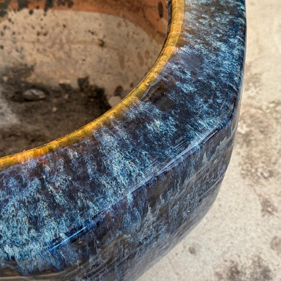 青海鼠釉 火鉢 瓶掛 手炙り施釉陶 なまこ 幅38cm 睡蓮鉢 金魚鉢 メダカ入