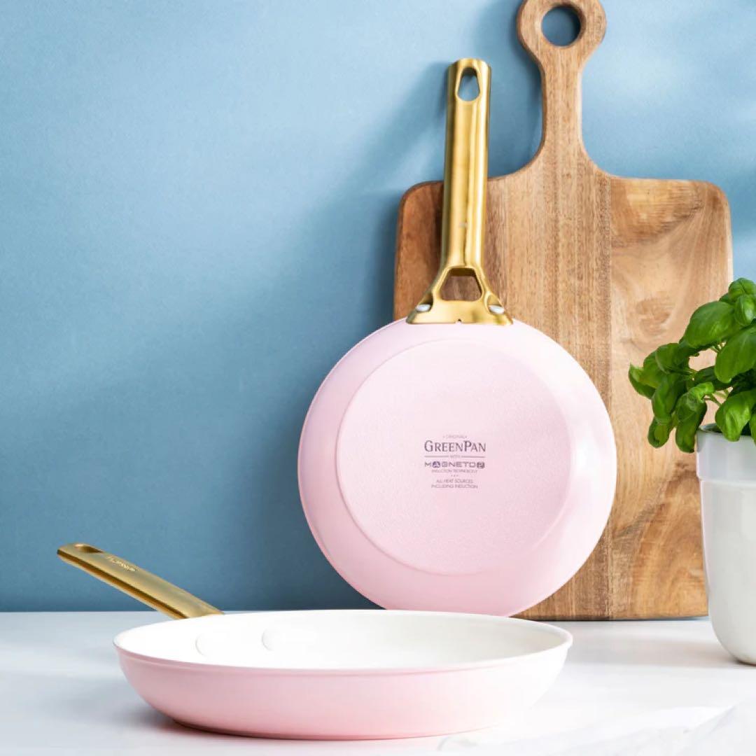 未使用 Green Pan パドヴァフライパン 26cm ピンク ガラス蓋付き