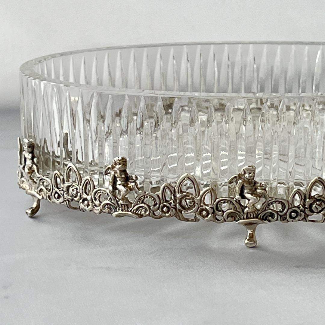 【ALBO】【純銀 / ガラス】天使と薔薇 オーバルのオーナメント 16.5cm