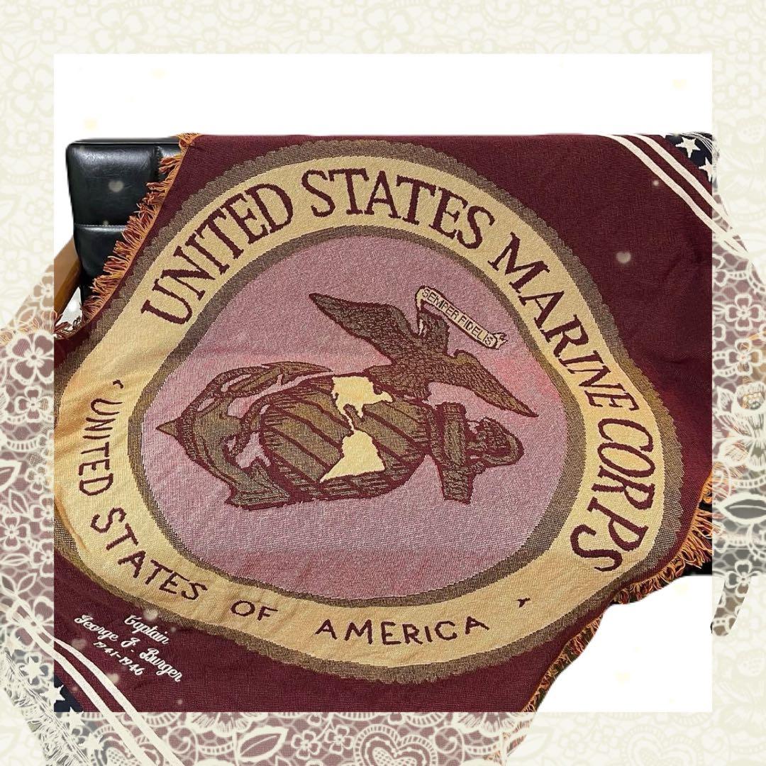 USMC アメリカ海兵隊　シンボル　ロゴ　レトロ　ラグ　カバー　172×114