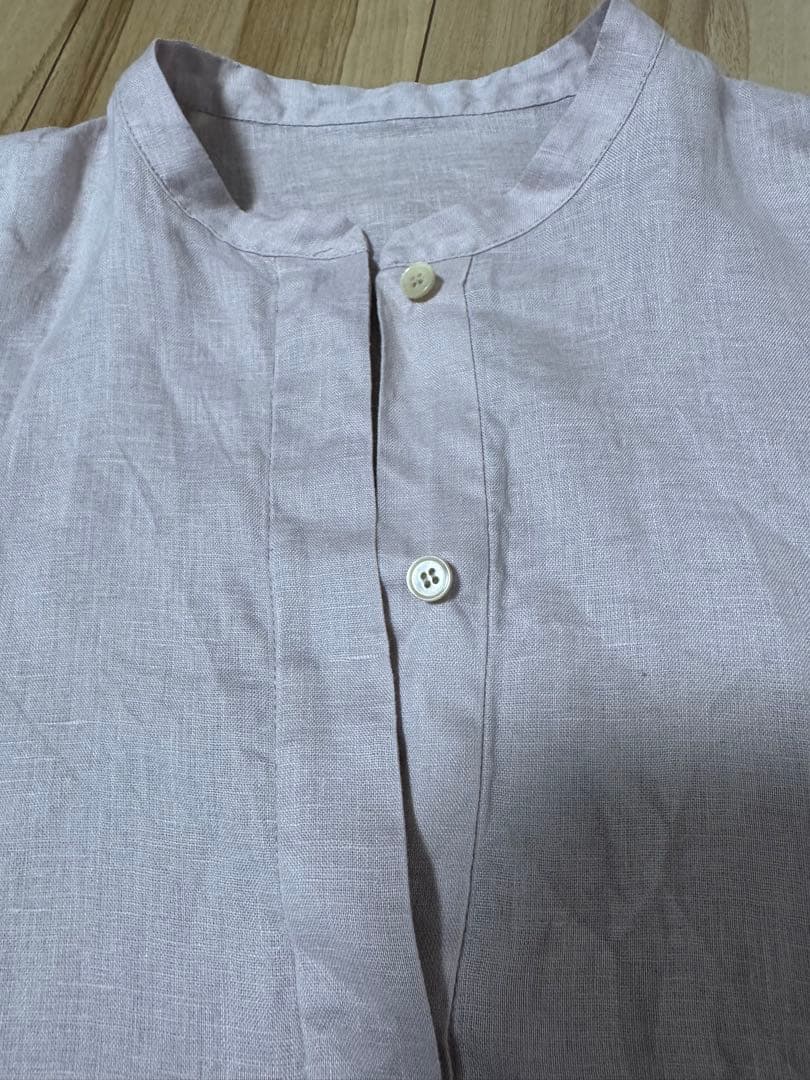 [美品] Liesse リネンフリル半袖シャツ ピンク