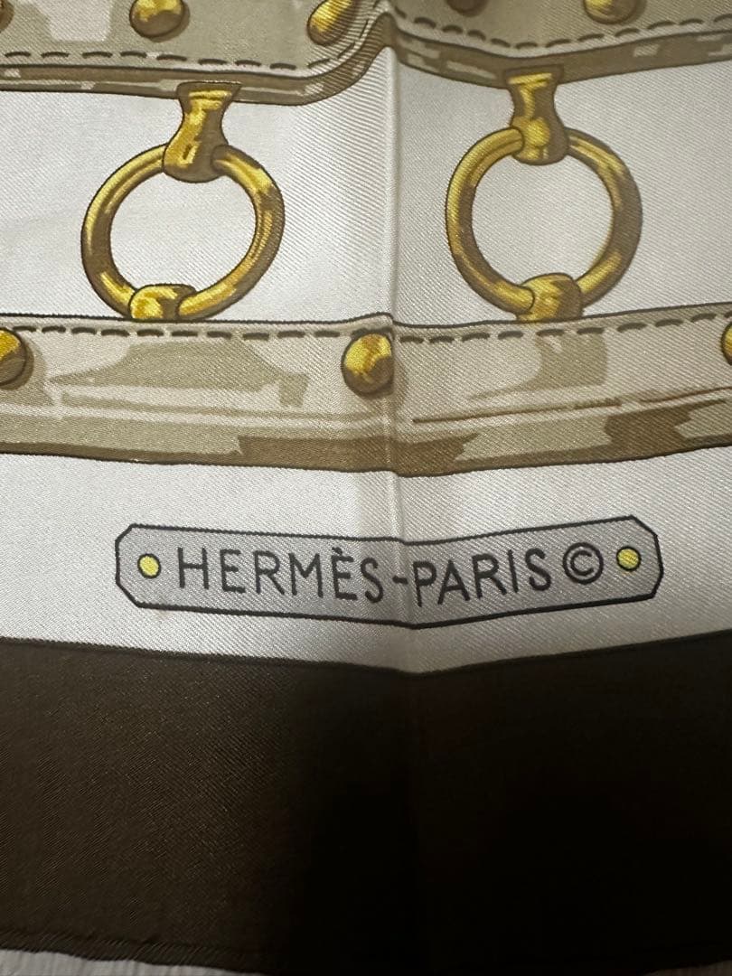 HERMES aux champs 花と金具デザイン スカーフ