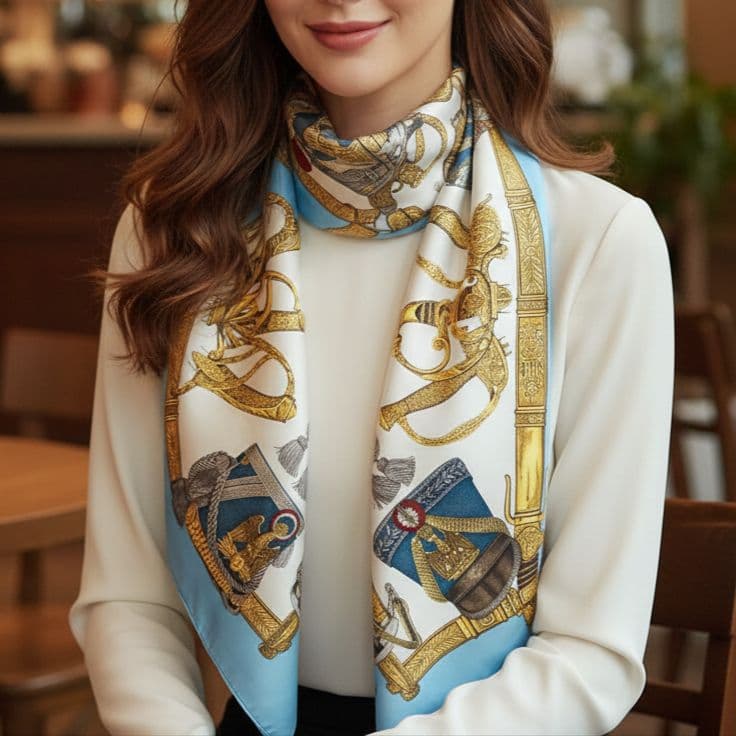 【未使用級】エルメス カレ90 GRAND UNIFORME 壮大な制服 ブルー