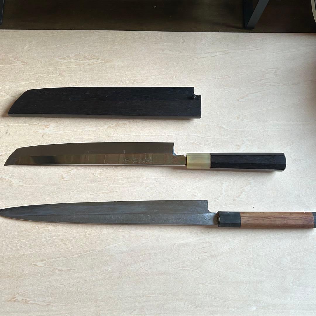 包丁 柳刃包丁 切付 職人 プロ用 波紋 正国作 使用未使用 本鍛錬 黒檀