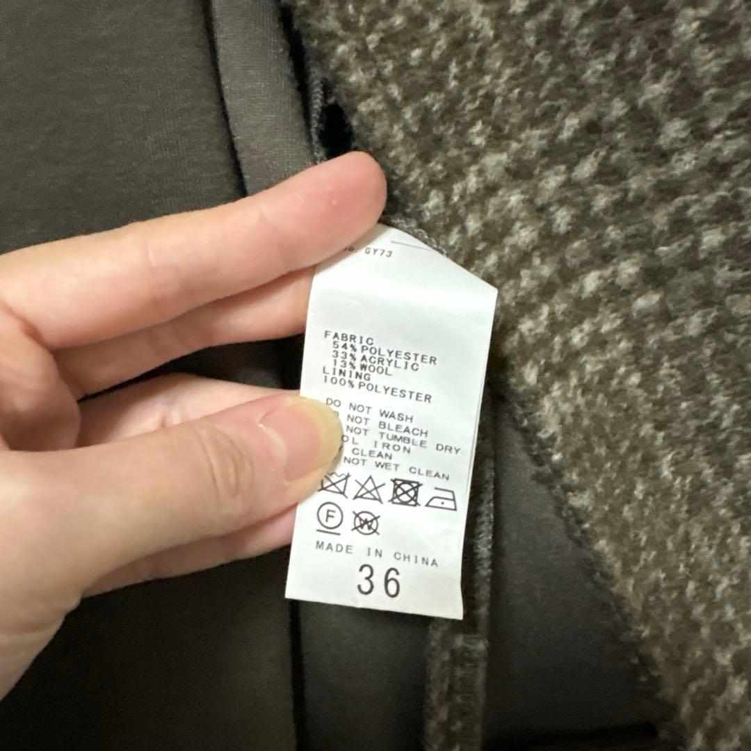 【値下げ中】スピックアンドスパン　Wスライバーチェックハーフコート ブラウン36