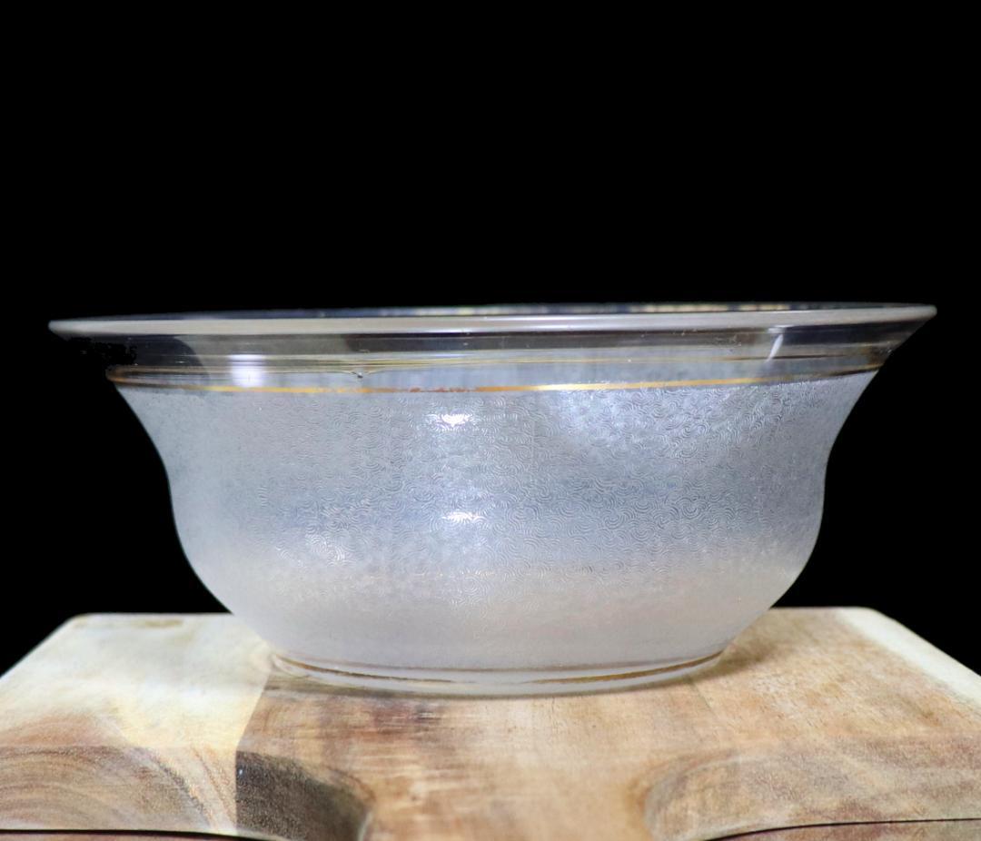 オールド・バカラ 春海商店特注 青海波模様 金彩大型 硝子抹茶碗 鉢 茶懐石道具