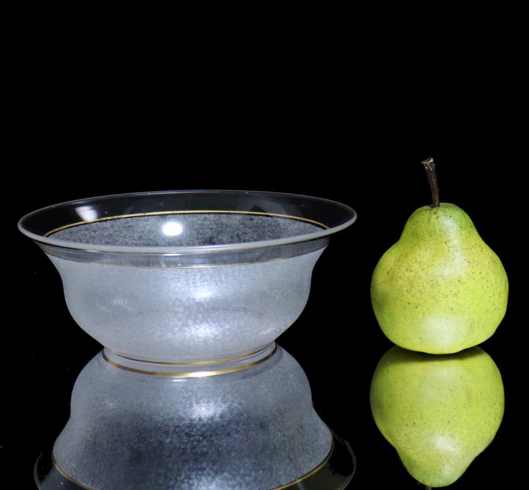 オールド・バカラ 春海商店特注 青海波模様 金彩大型 硝子抹茶碗 鉢 茶懐石道具