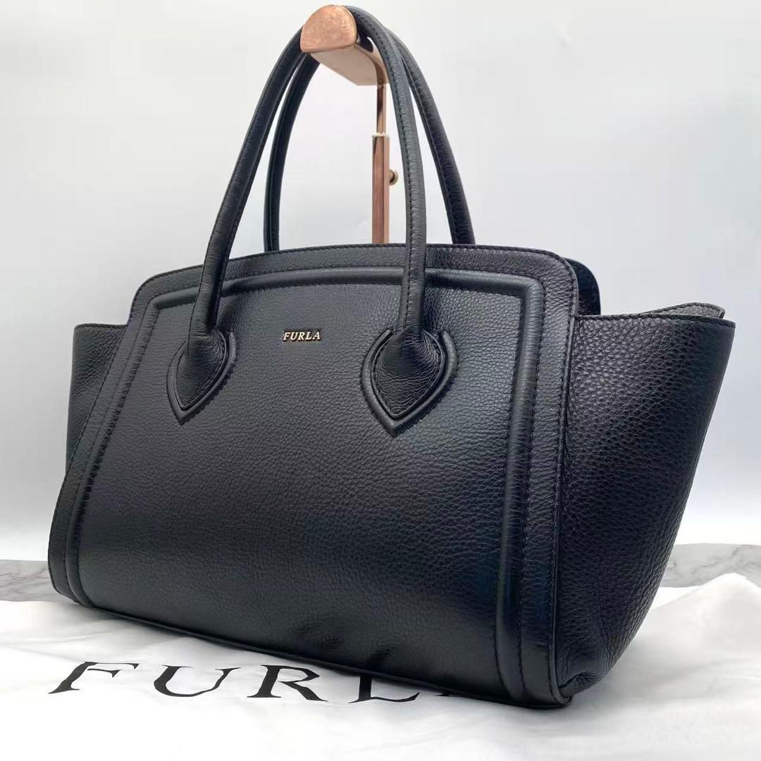 未使用級　フルラ　カレッジ　トートバッグ　A4収納　ブラック　ユニセックス