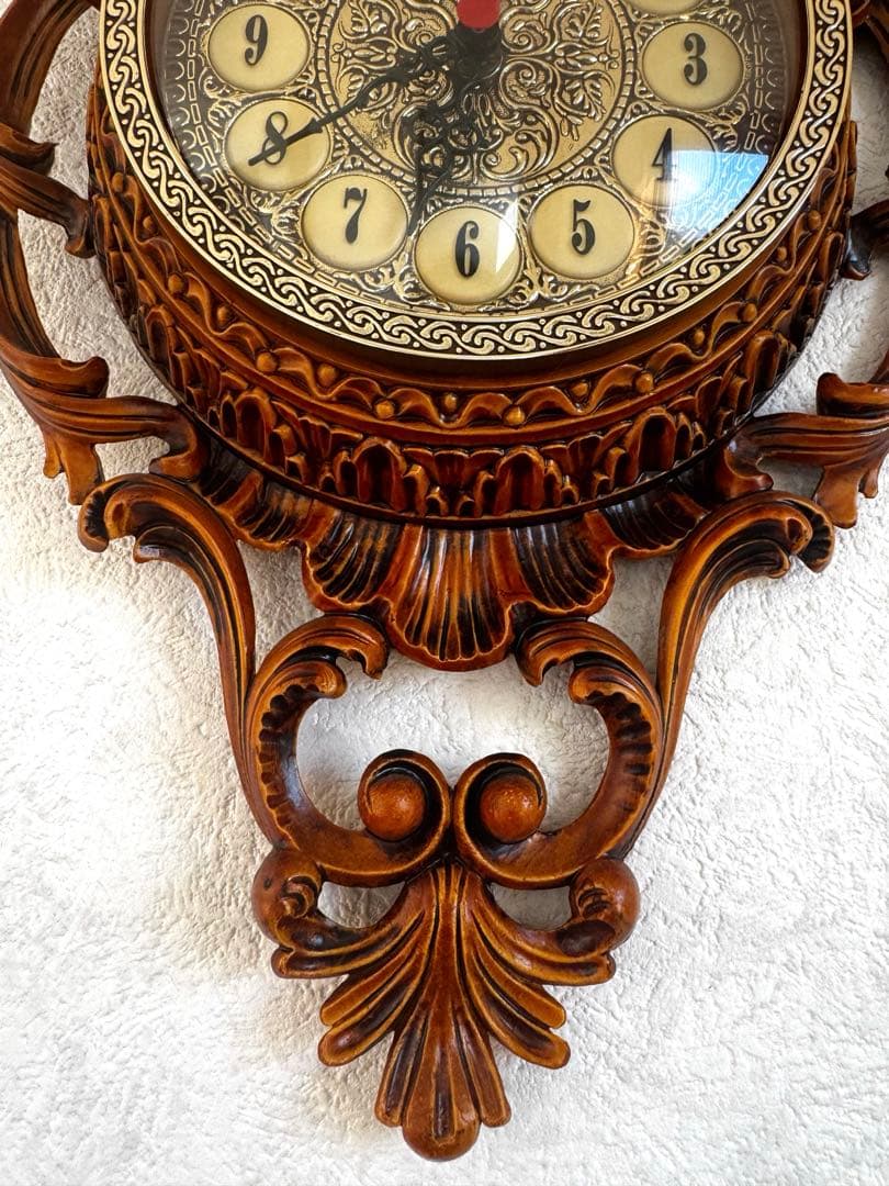 イタリア製 掛け時計 アンティーク調 インテリア 電池式 ジャンク