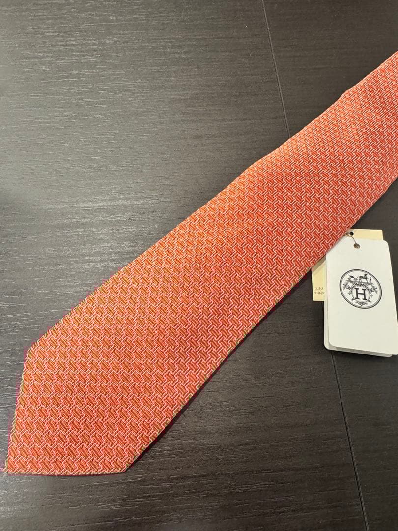 HERMES★シルク ネクタイ オレンジ系
