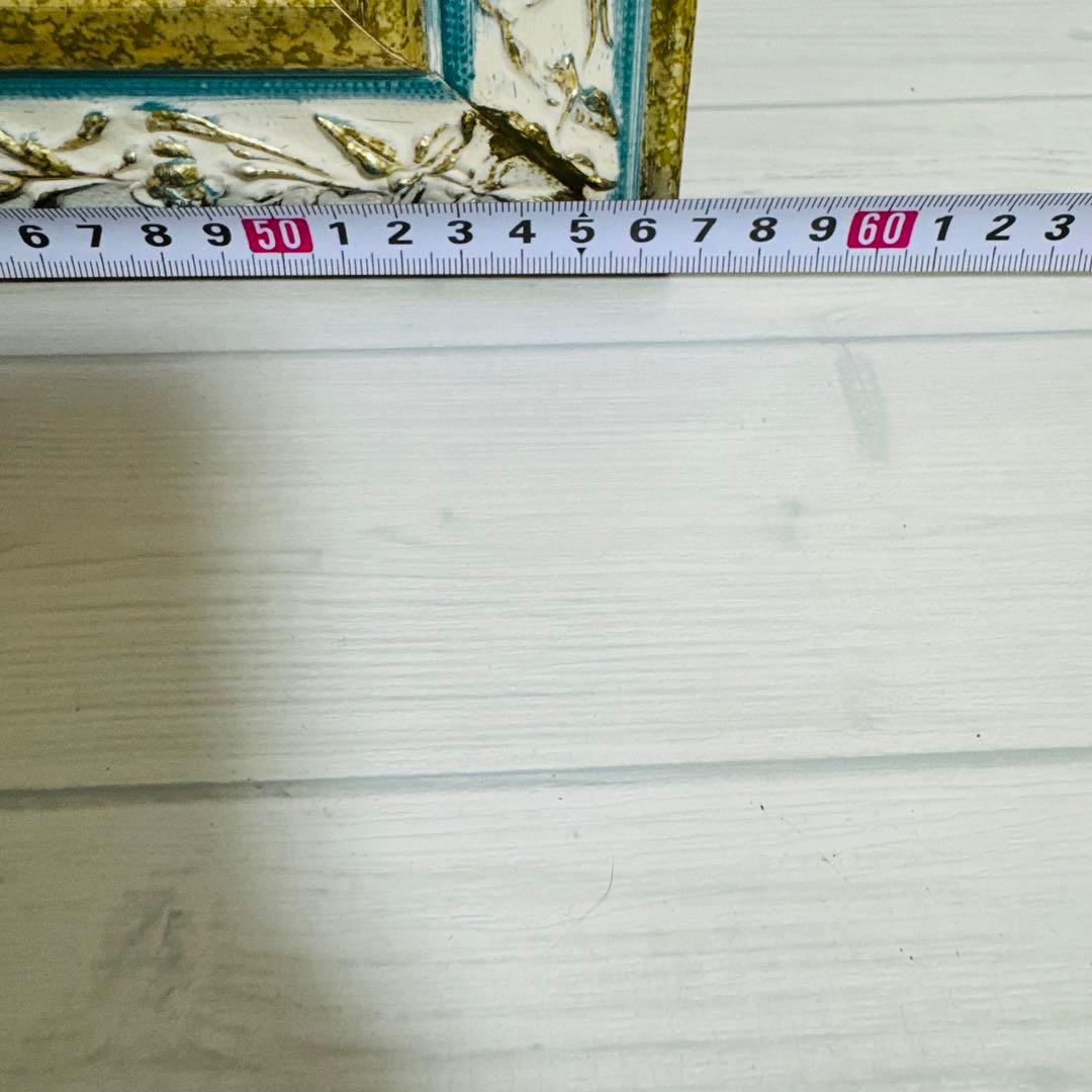 レア！ イタリア製　アンティーク ミラー 八角形 壁掛け鏡 淡いグリーン