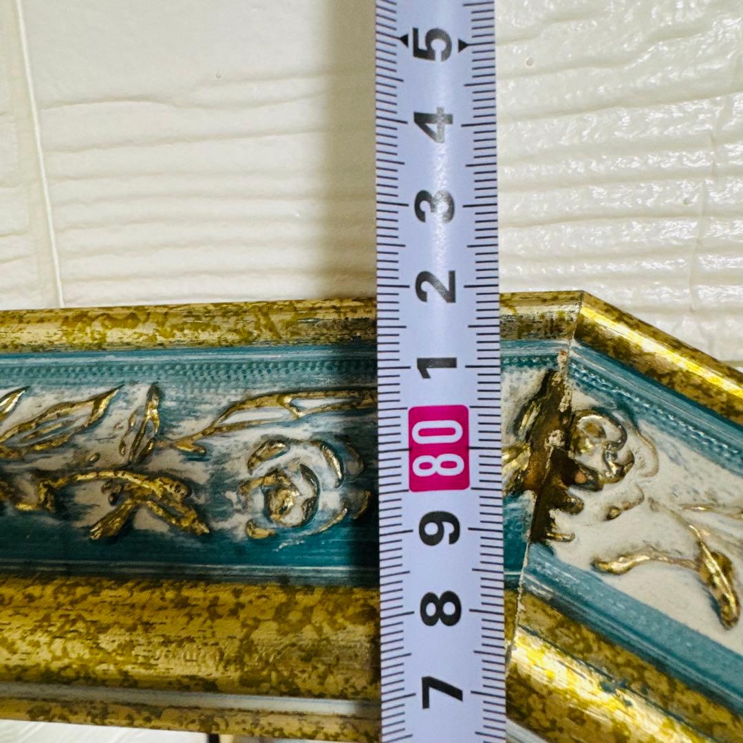 レア！ イタリア製　アンティーク ミラー 八角形 壁掛け鏡 淡いグリーン